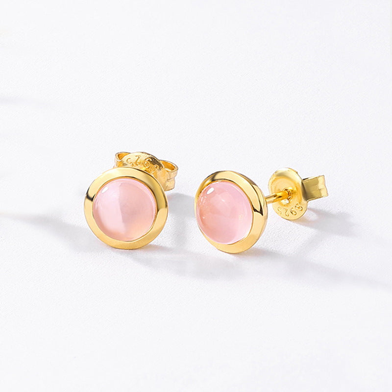 S925 Sterling Silver Garnet & Topaz Minimalist Stud Earrings