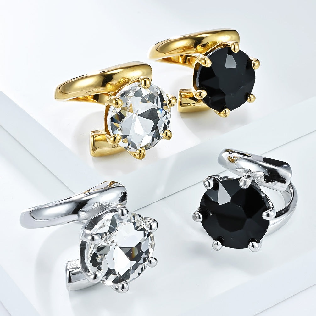 Planderful Unisex Titanium Steel Zircon Ring Plated 18K Gold Exaggerated Personality Everyday Genie Jewelry