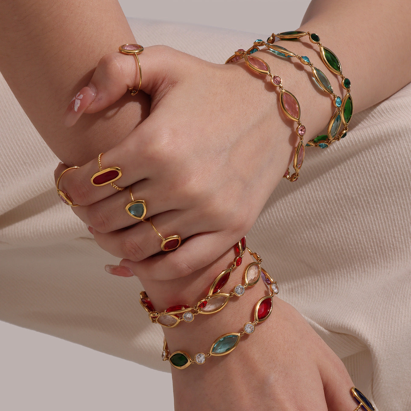 Planderful Crystal Glass Bracelet Luxury 18K Gold Women