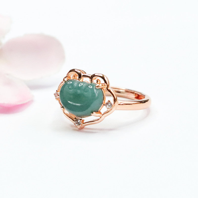 Icy Blue Jadeite Ruyi Ring