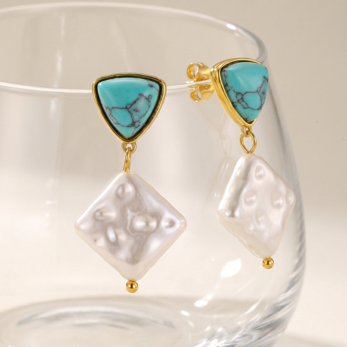 Stainless Steel Pearl Earrings