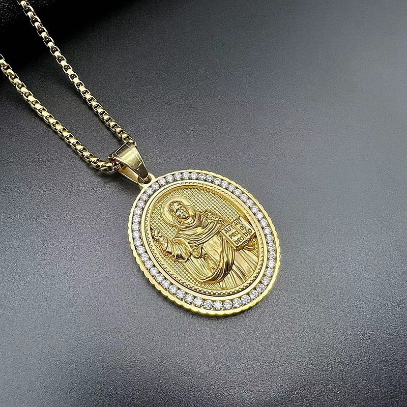 Zircon Pendant Necklace – Statement Religious Figure