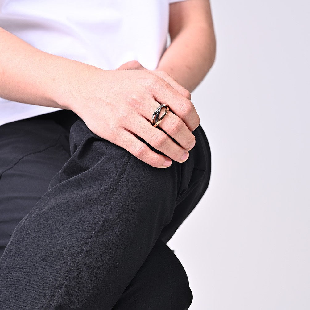 Stainless Steel Ceramic Three-Ring Three-Color Gender-Neutral Interlocking Three
