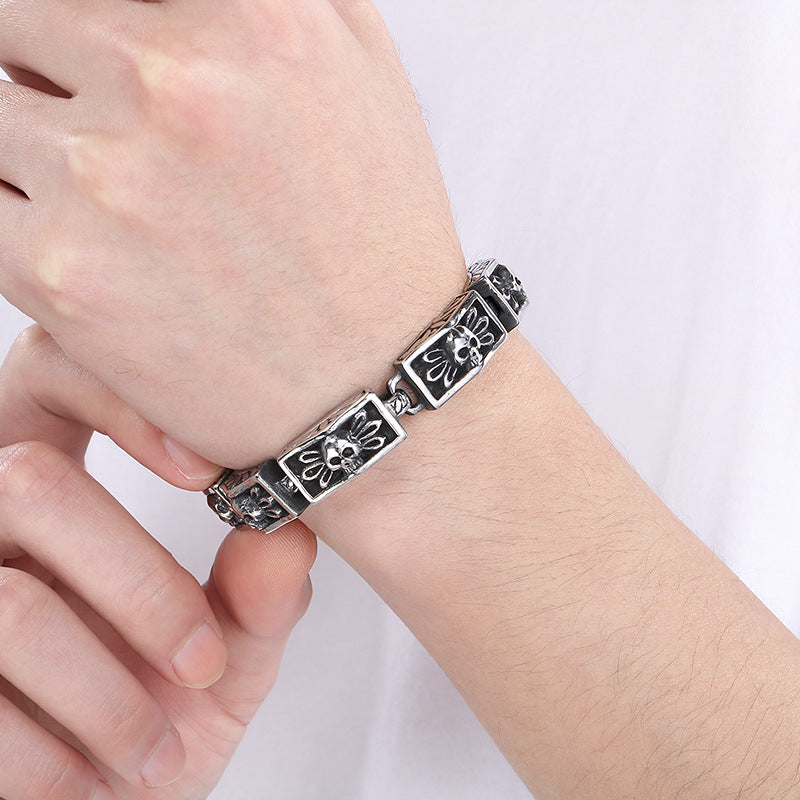 Planderful Men Punk Wolf Head Bracelet Titanium Steel