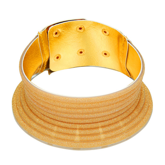 Brilliant Matte Gold African Necklace with Resin Collar - Savanna Rhythms Collection