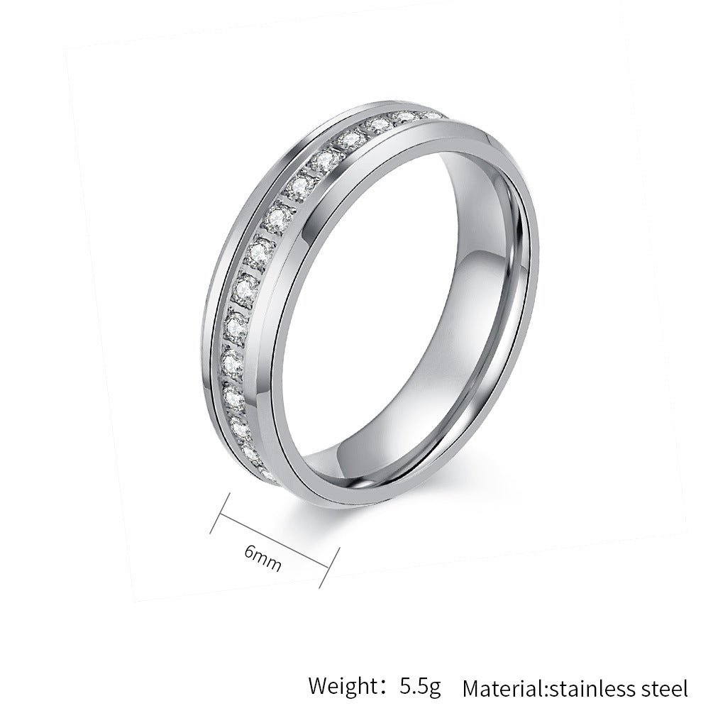 Planderful Everyday Genie Titanium Steel Zircon Ring for Couples - Elegant Wedding Proposal Jewelry for Men and Women
