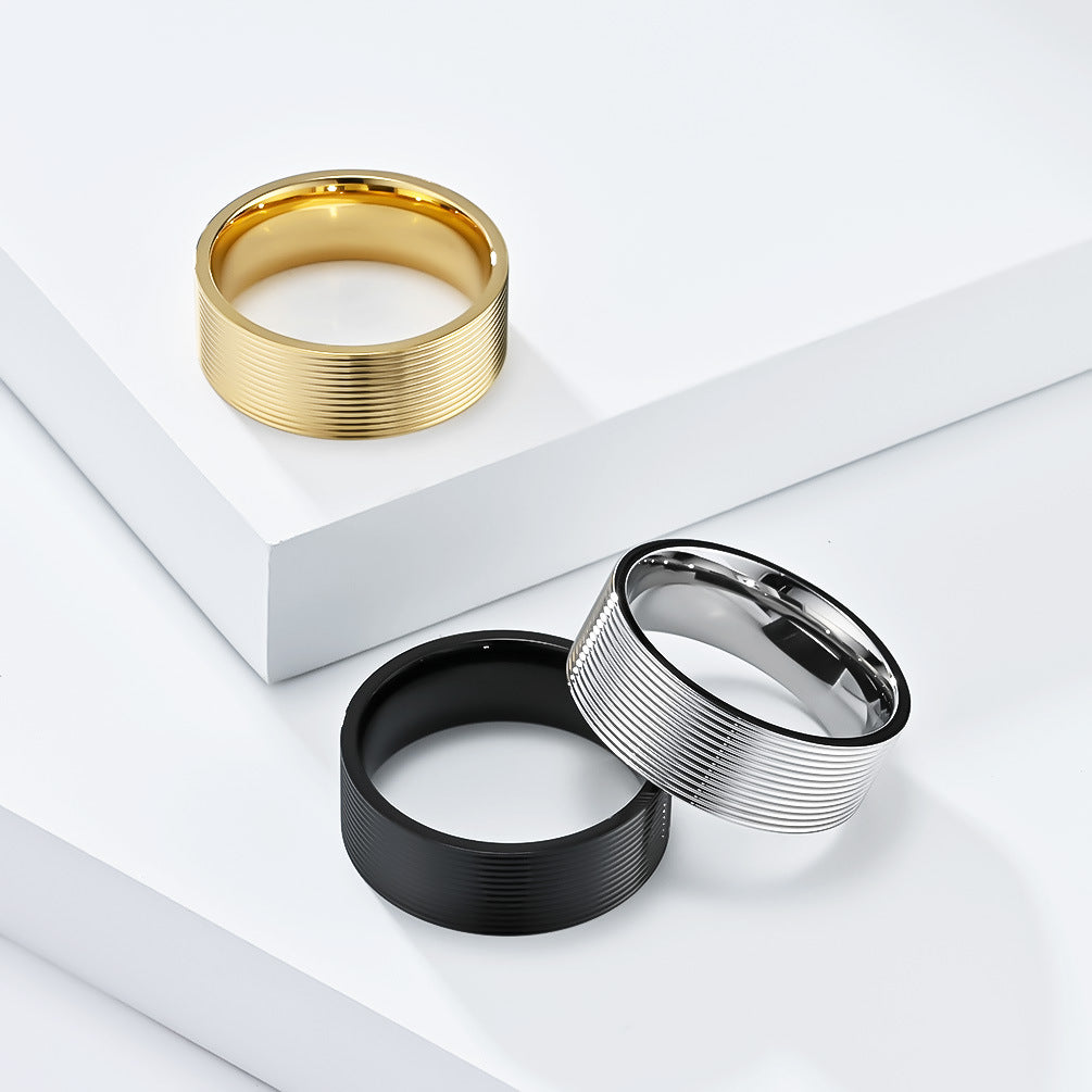 Cross-Border New Simple Titanium Steel Ring for Men and Women