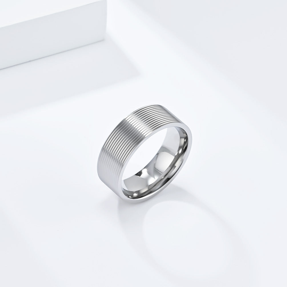 Cross-Border New Simple Titanium Steel Ring for Men and Women