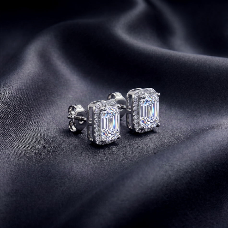 S925 Sterling Silver Moissanite Geometric Stud Earrings