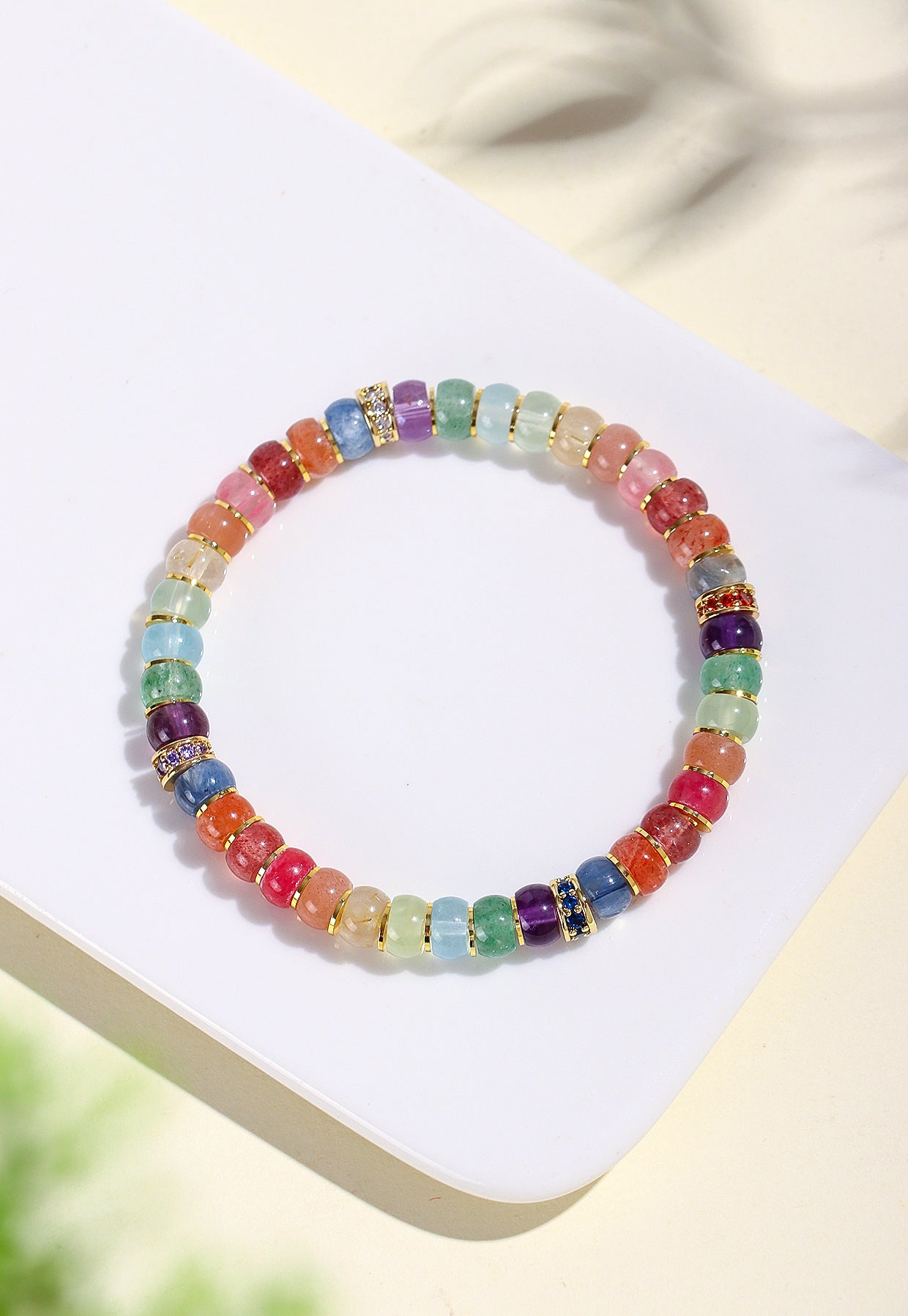 Planderful Fortune's Favor Beaded Bracelet – Natural Crystal Amethyst and Aquamarine