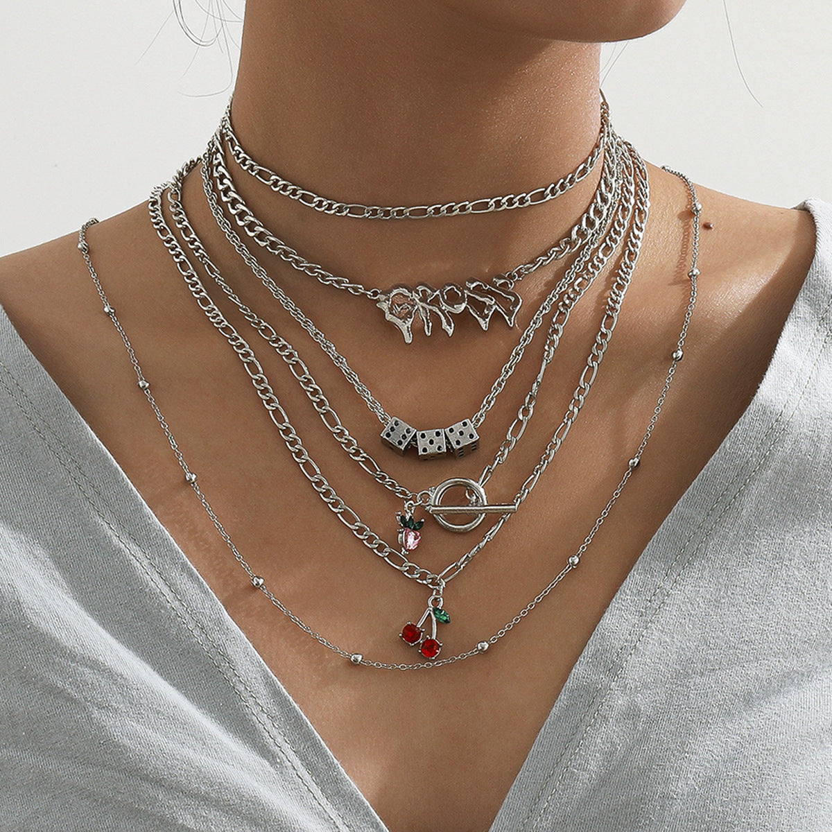Planderful Vienna Verve Letter Dice Necklace For Women With Colorful Fruit Zircon Set Elegant Statement