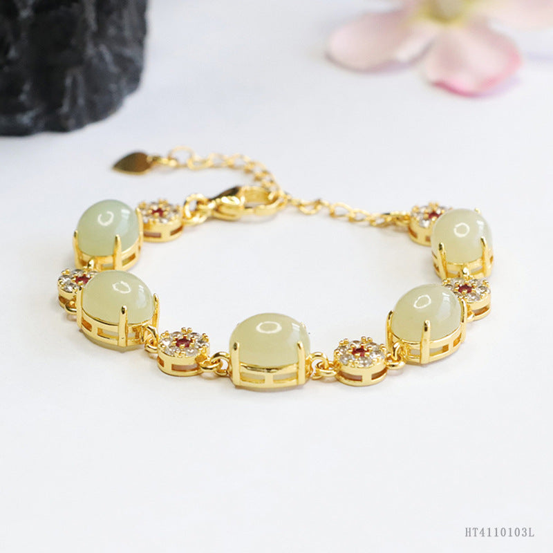 Qingshui Hetian Jade Five-Stone Bracelet
