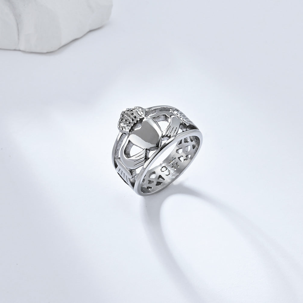 Planderful Claddagh Ring For Couples Irish Traditional Wedding Band Titanium Steel Durable Love Gift