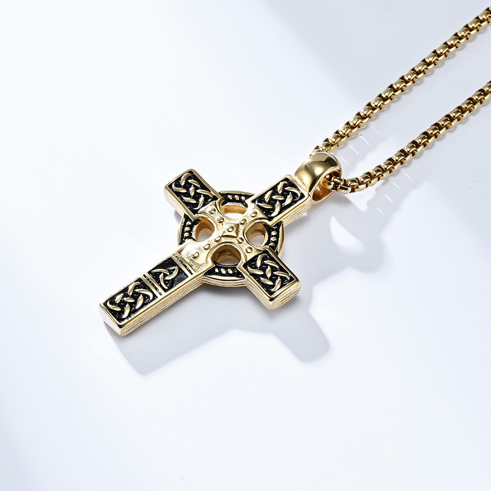 Steel Necklace – Vintage Men's Cross Pendant
