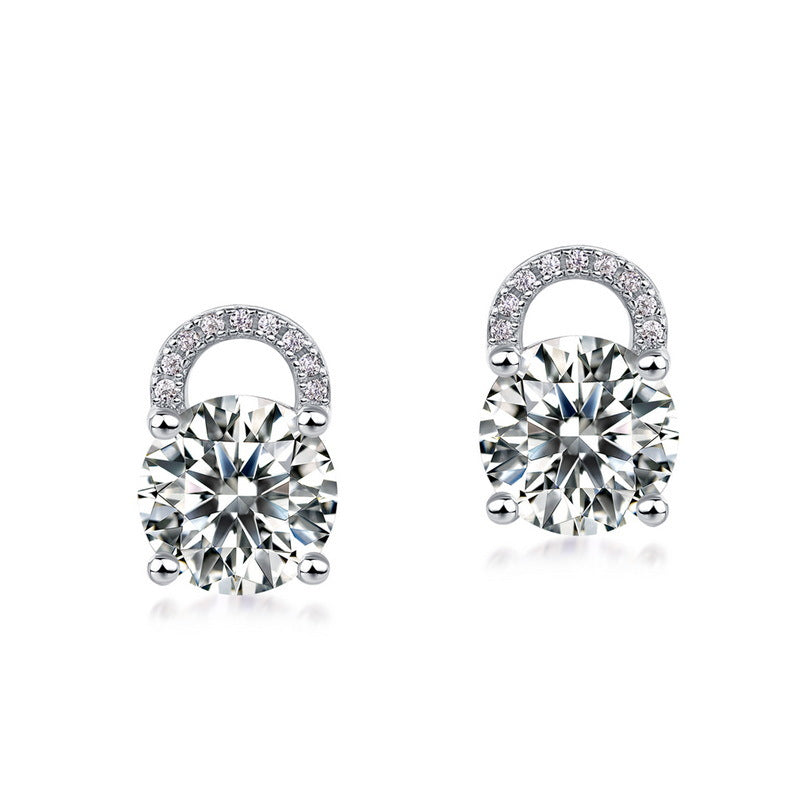 S925 Sterling Silver Moissanite Geometric Stud Earrings