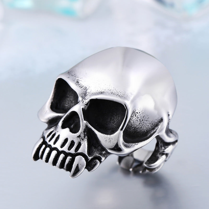 Titanium Steel Skull Ring for Men - Retro Dominant Design in Stainless Steel, Sizes 7-13