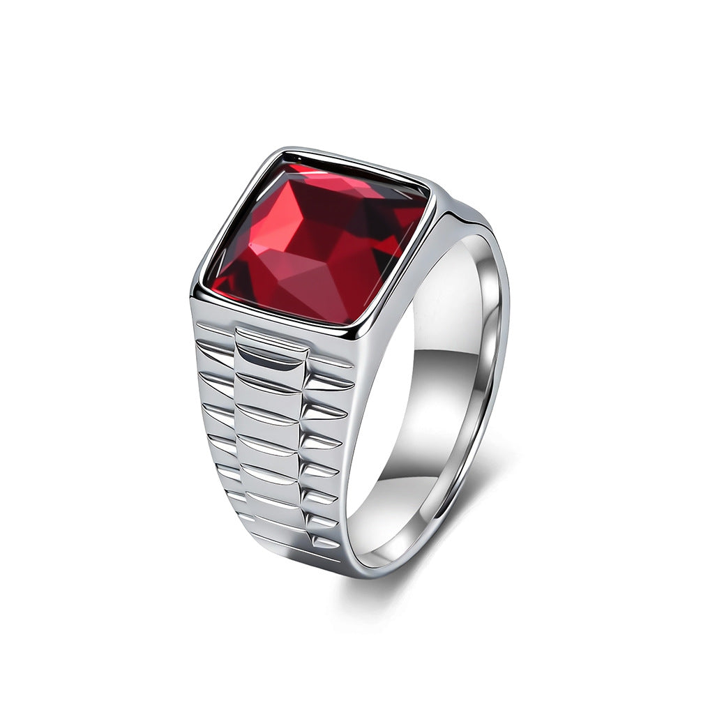 Gemstone Stainless Steel Men's Ring