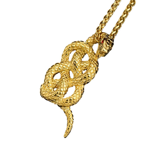 Planderful Snake Pendant Necklace Stainless Steel Gold Plated Year Of The Snake Unisex Personalized Jewelry Gift