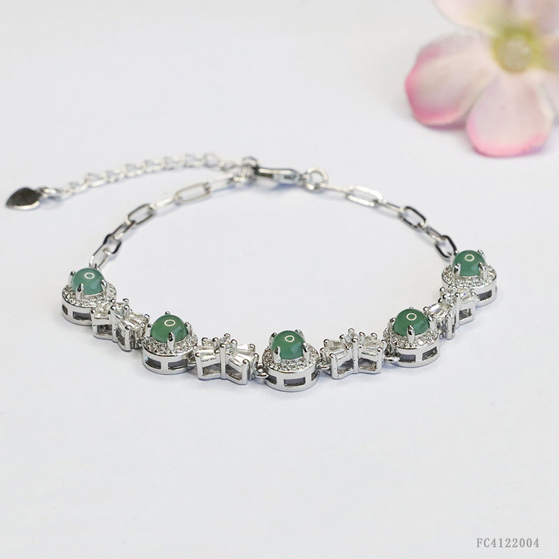 Blue Water Jadeite Bow Bracelet