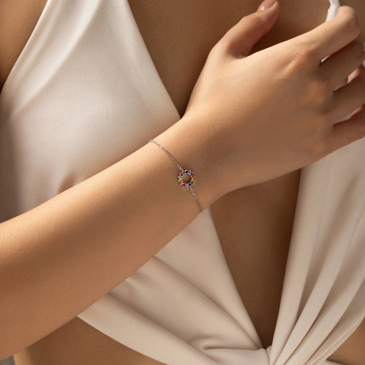 925 Sterling Silver Geometric Zircon Bracelet
