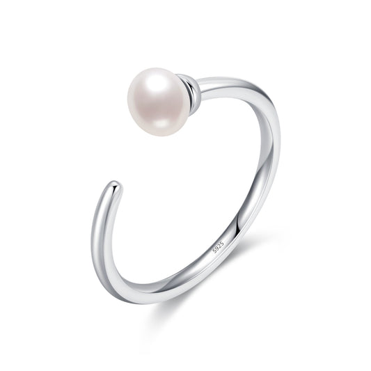 Japanese Style Adjustable S925 Sterling Silver Pearl Ring for Women by Planderful Collection