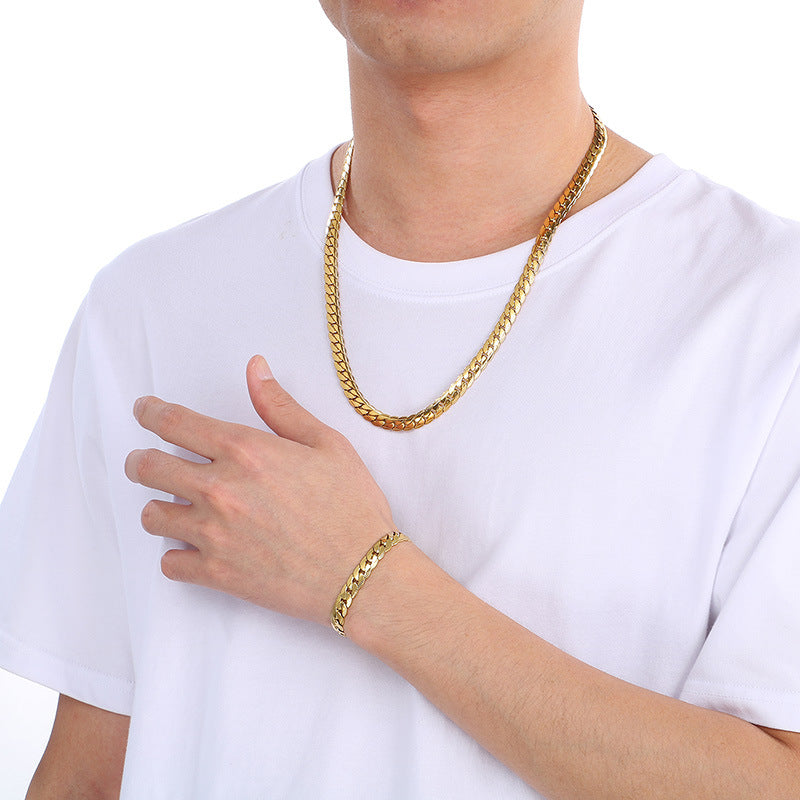 Titanium Steel Necklace For Men Korean Engraved Chain Trend