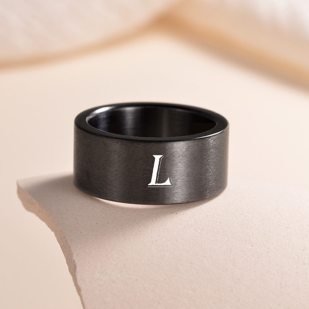 Planderful Everyday Genie Fade Resistant Stainless Steel Letter Ring For Men And Women