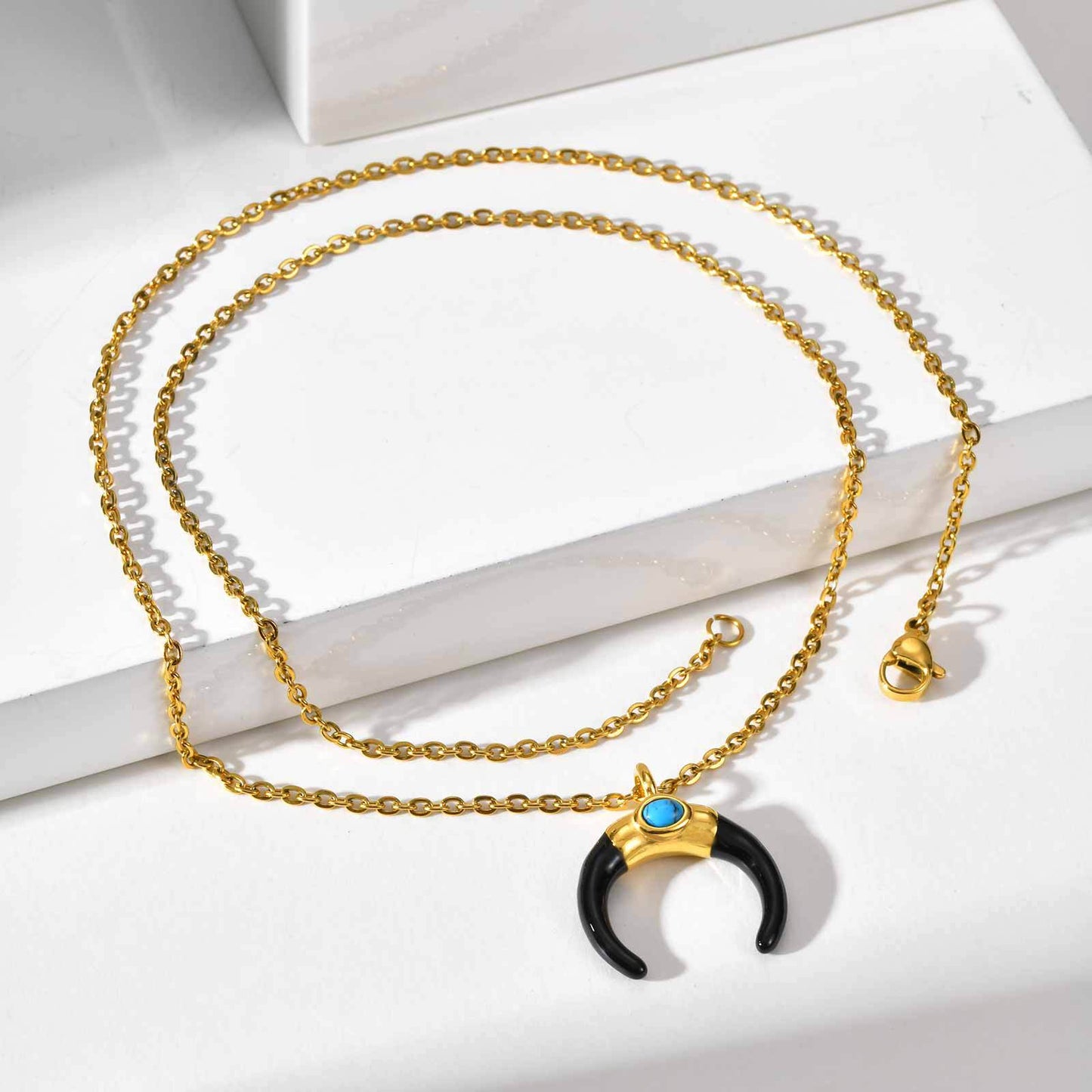 Planderful Stainless Moon Pendant Necklace Unisex Crescent