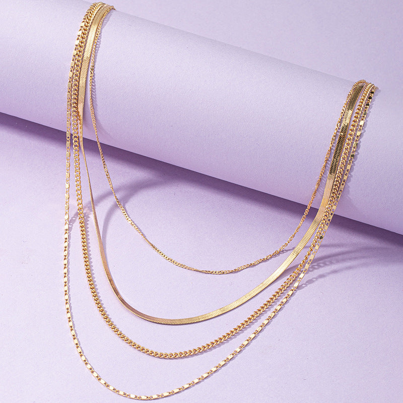 European and American Favorite: Chic 4-Layer Metal Chain Necklace by Korean Internet Sensation