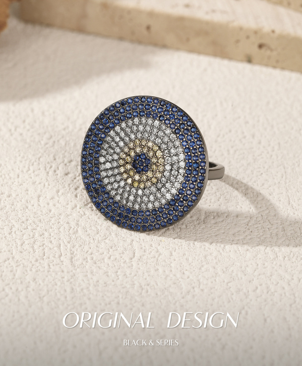 925 Sterling Silver Black and Gold Ring