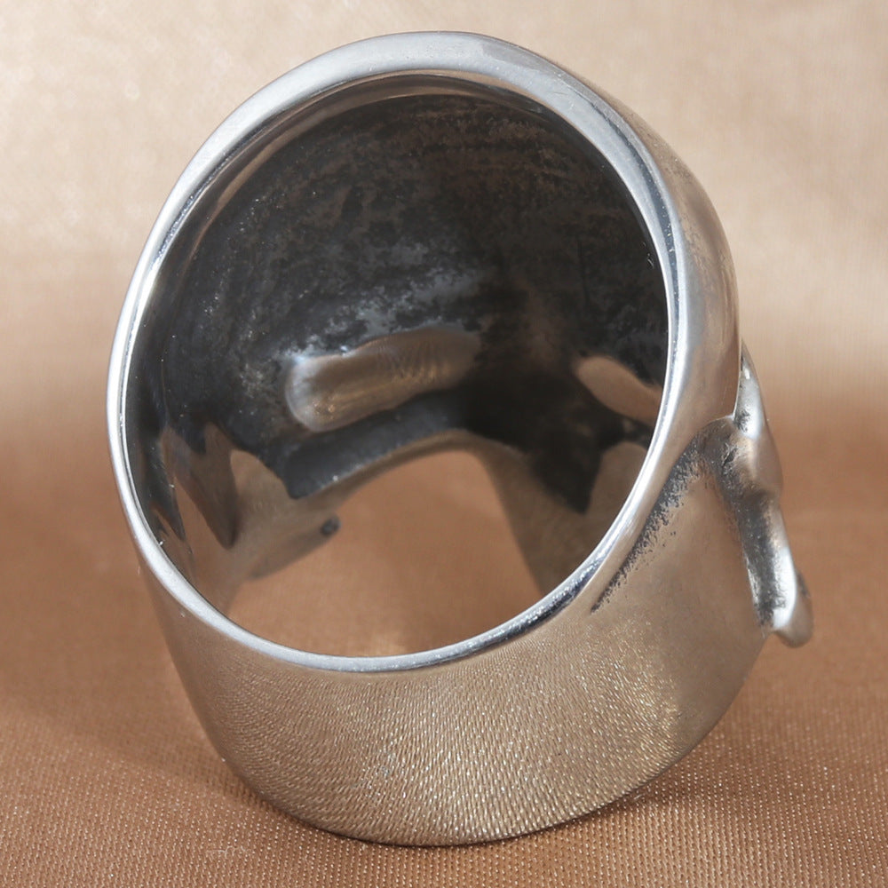 Titanium Steel Skull Ring for Men - Retro Trendy Personalized Accessory in European and American Style