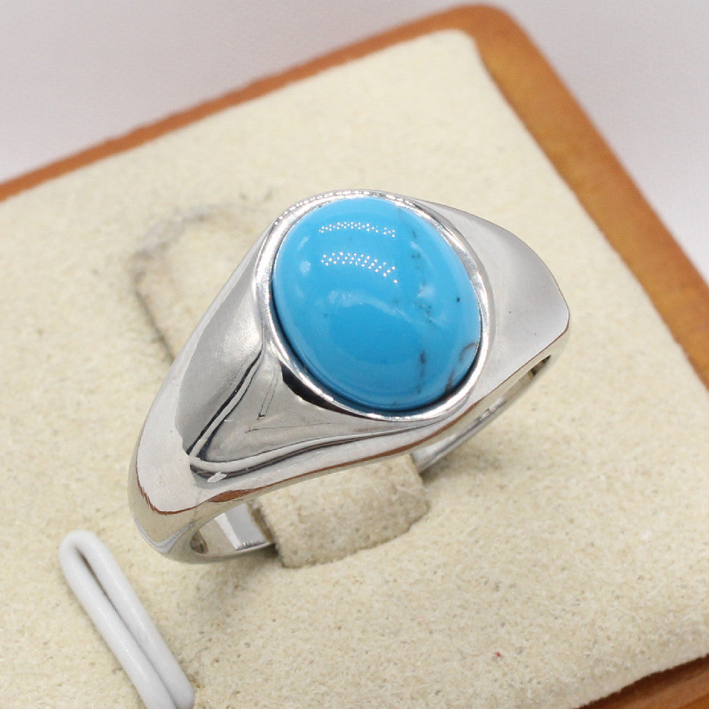 Planderful Everyday Genie Oval Stone Stainless Steel Ring For Men And Women Unisex Protection