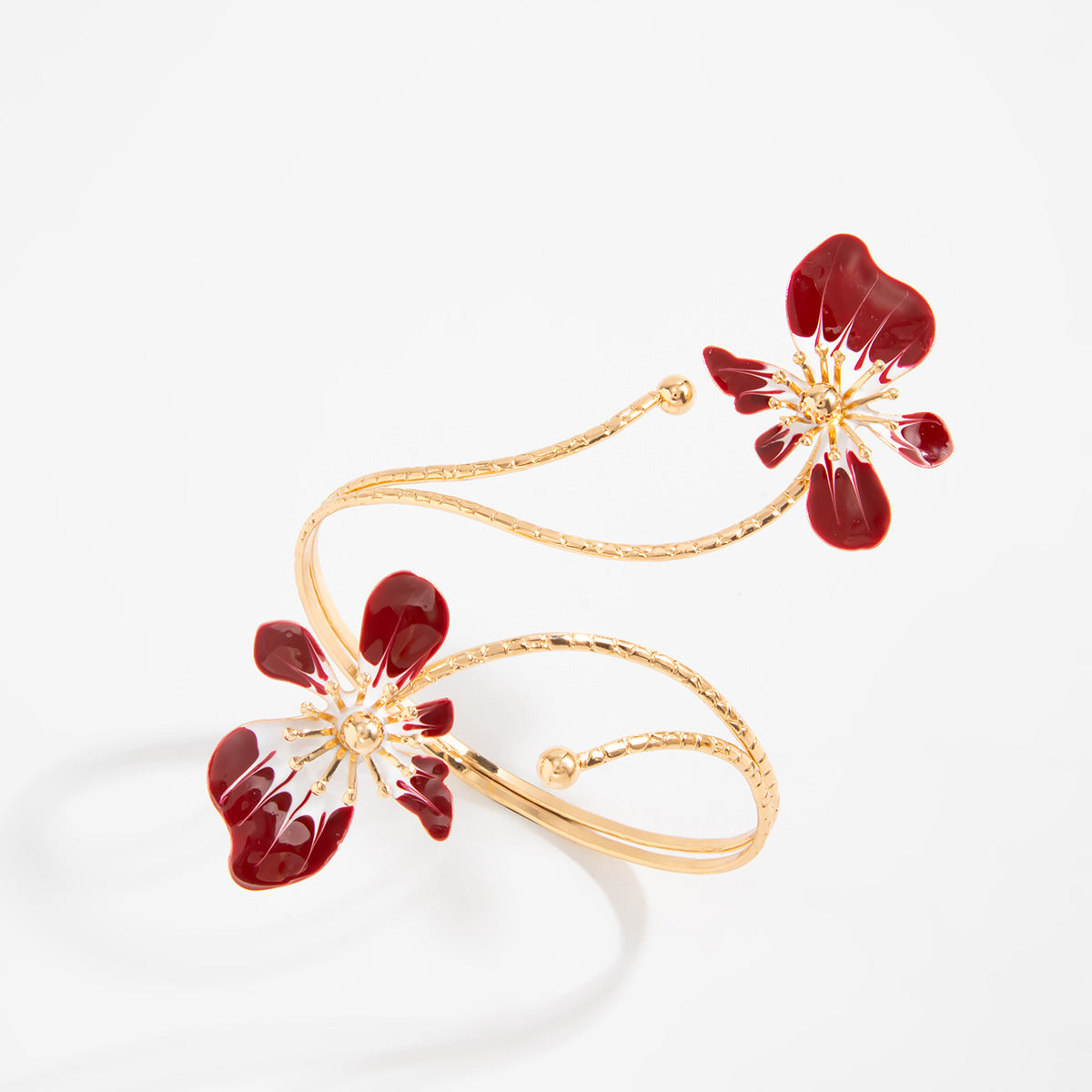 Planderful Vienna Verve Dripping Flower Open Arm Bracelet Adjustable Exotic Petal Winding Jewelry For Women