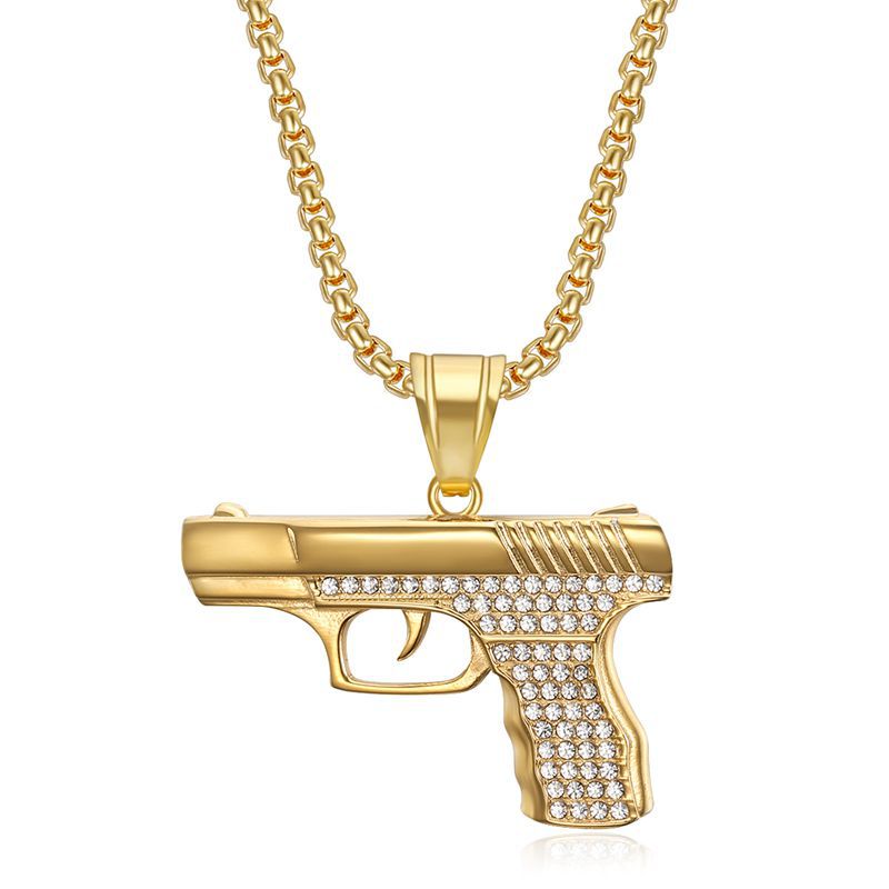 Steel Necklace - Statement Glock Pistol Pendant For Bold Urban Hip Hop Style And Everyday Streetwear