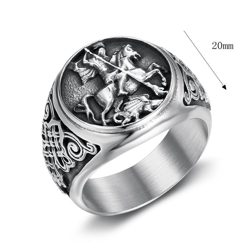 Dragon Slaying Ring by Planderful, Titanium Steel Bold Fantasy Jewelry for Cosplay Fans