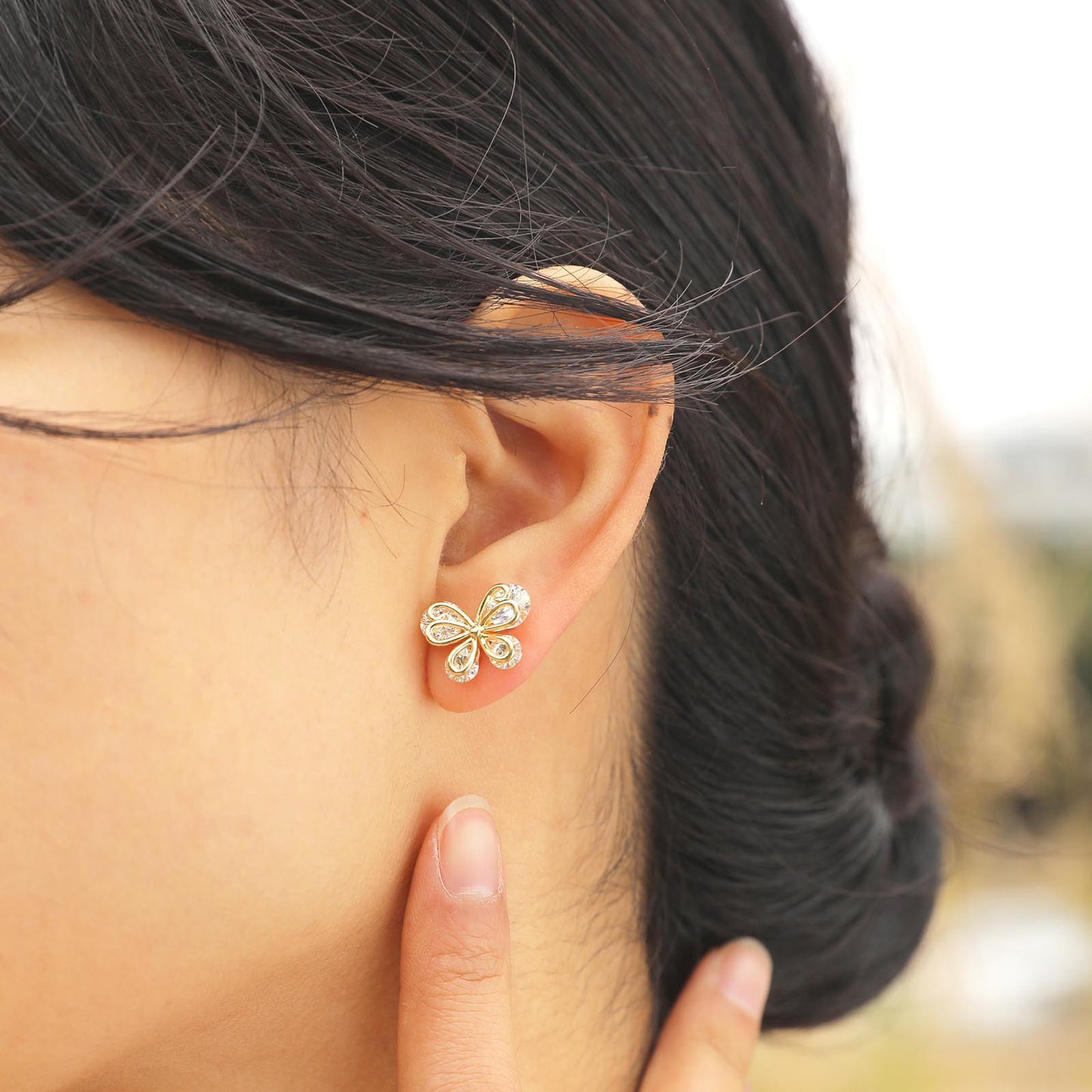 Earrings Butterfly Zircon Stud Earrings Women's Fashion Jewelry