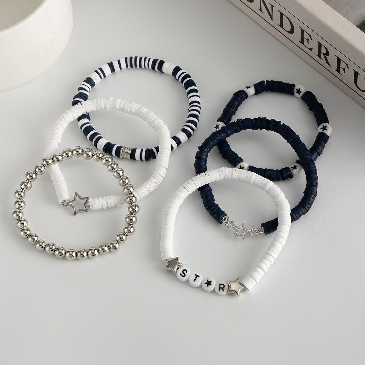 Planderful Vienna Verve Friendship Star Bracelet Set Stacking Elastic Beaded Jewelry For Women