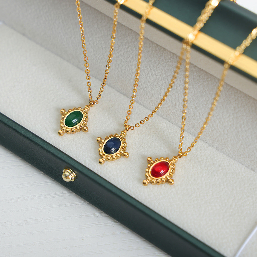 Opulent French Retro Gold-Plated Agate Collar Necklace for Women