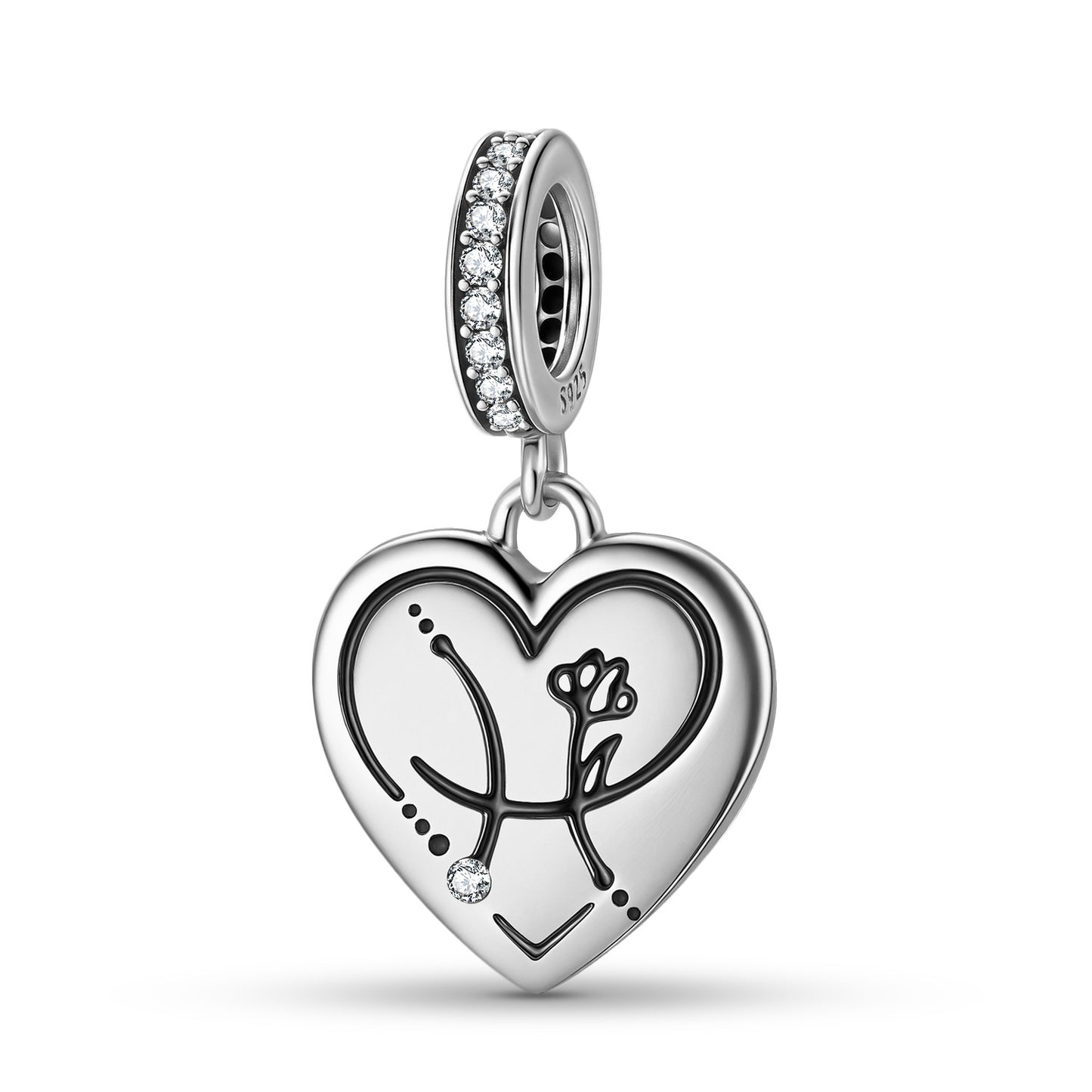 Planderful Jewelry Sterling Silver Heart Shape Zodiac Pendant With Zircon Necklace