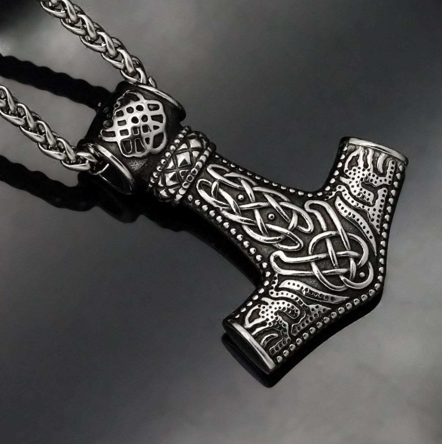 Steel Necklace – Statement Nordic Viking Thor Hammer Pendant for Everyday Wear and Style