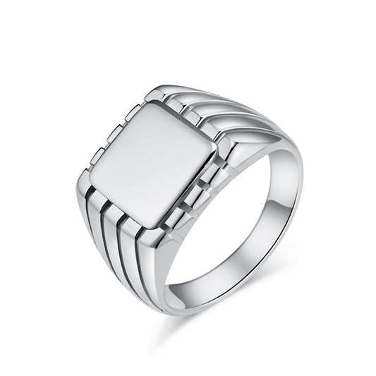 European American Neutral Smooth Square Seal Titanium Steel Ring for Men
