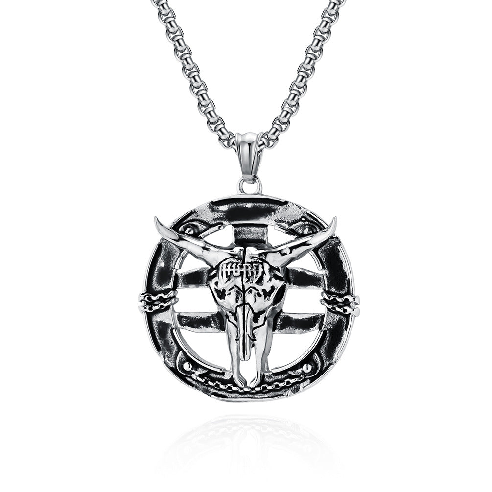European And American Retro Evil Goat Skull Necklace For Men