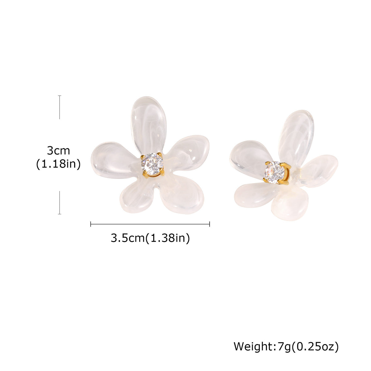Stainless Steel Zircon Floral Earrings