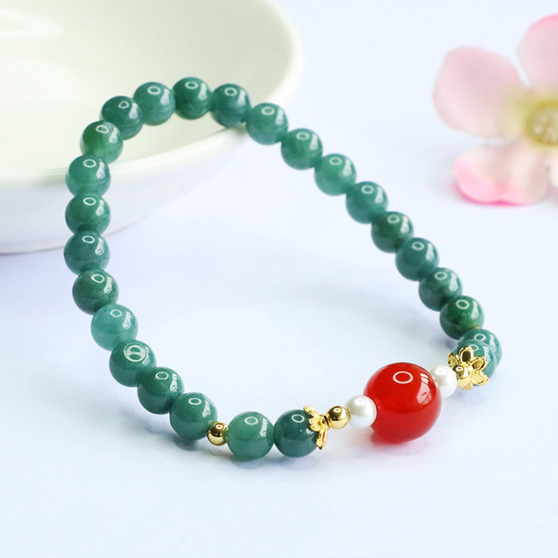 Blue Water Jadeite Agate 6 mm Beaded Bracelet