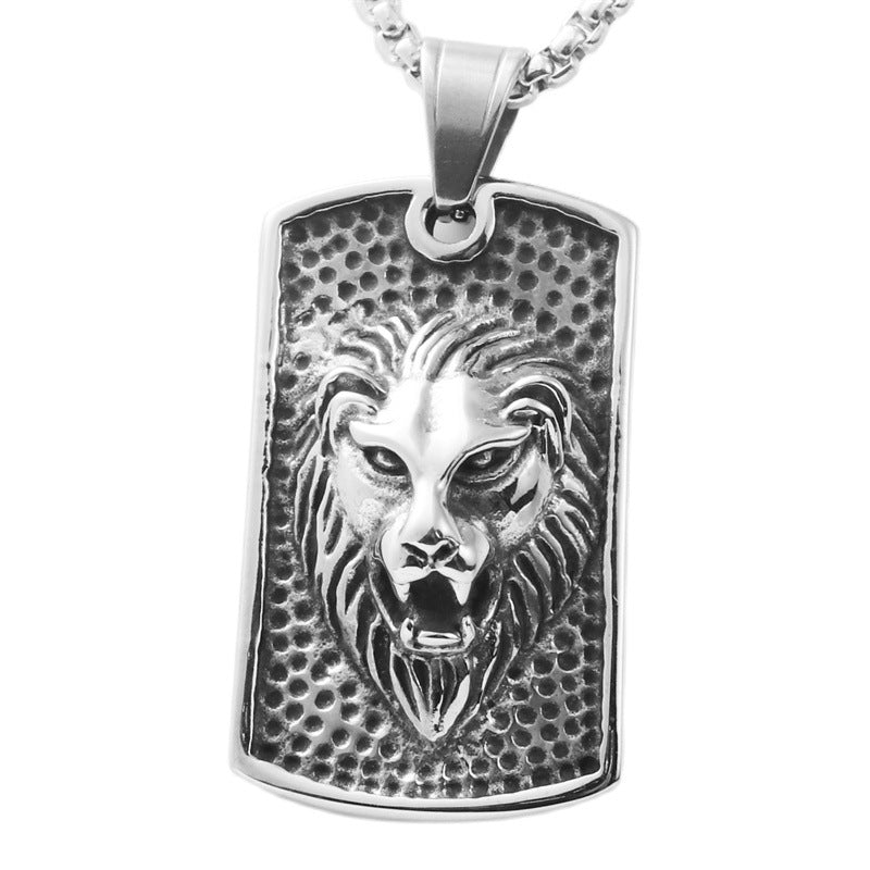 Trendy Titanium Steel Lion Pendant Necklace for Men and Women - Retro Animal Design