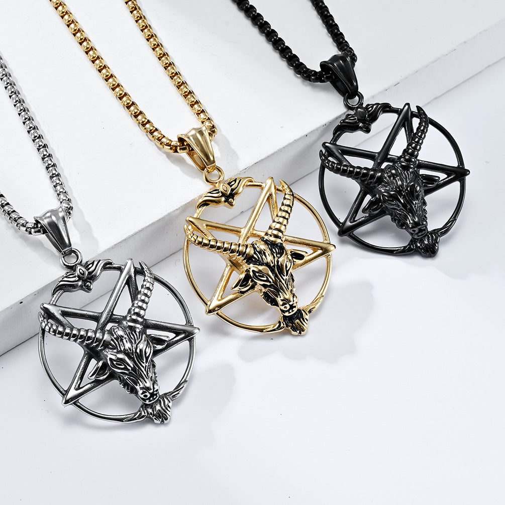 Amazon European and American Retro Satan Goat Pendant Necklace