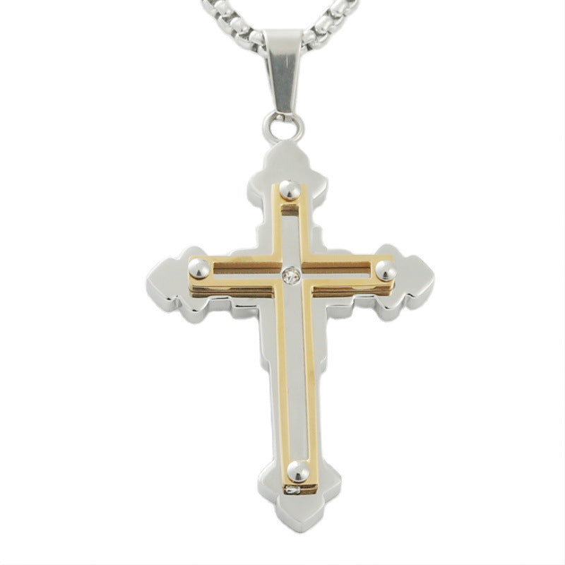 Personalized Retro Titanium Steel Cross Pendant Necklace for Trendy Men