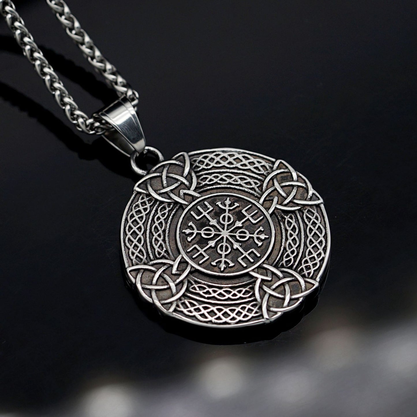 Steel Necklace – Vintage Nordic Celtic Knot Pendant