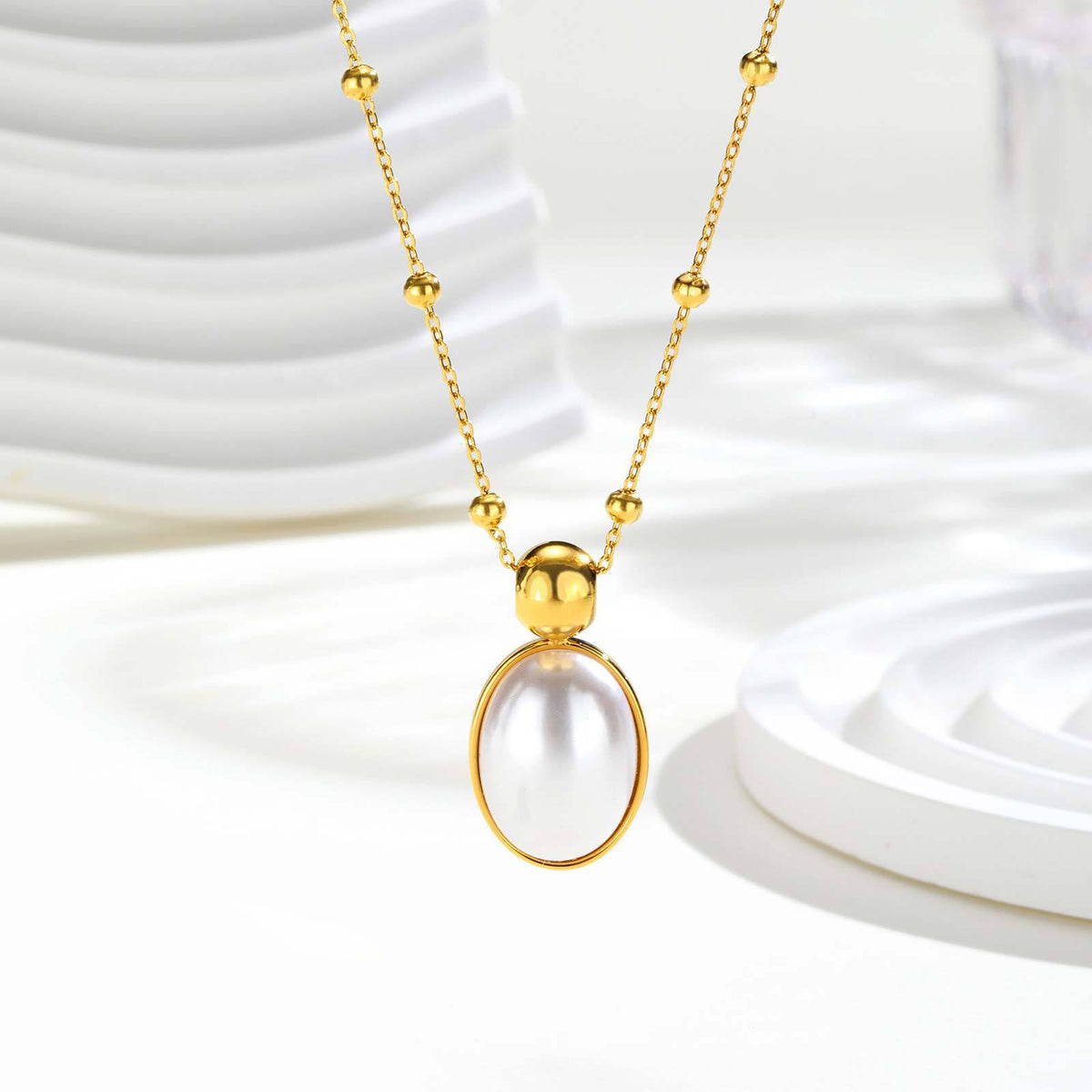 Stainless Steel Pearl Heart Necklace
