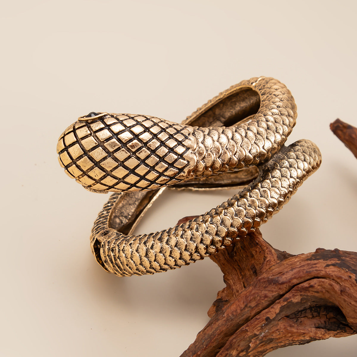 Planderful Vienna Verve Snake Skin Pattern Opening Bracelet For Women Geometric Winding Statement Jewelry